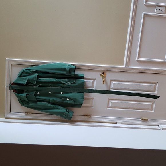 Calvin Klein Kelly Green Double Breasted Belted Trench Jacket / Coat Women's 1X - Picture 6 of 9